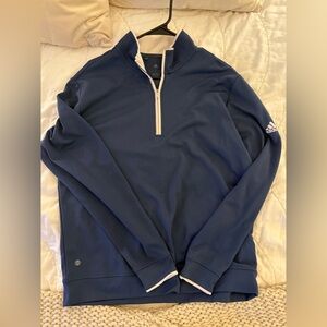 adidas Navy Quarter-Zip Pullover with White Trim
